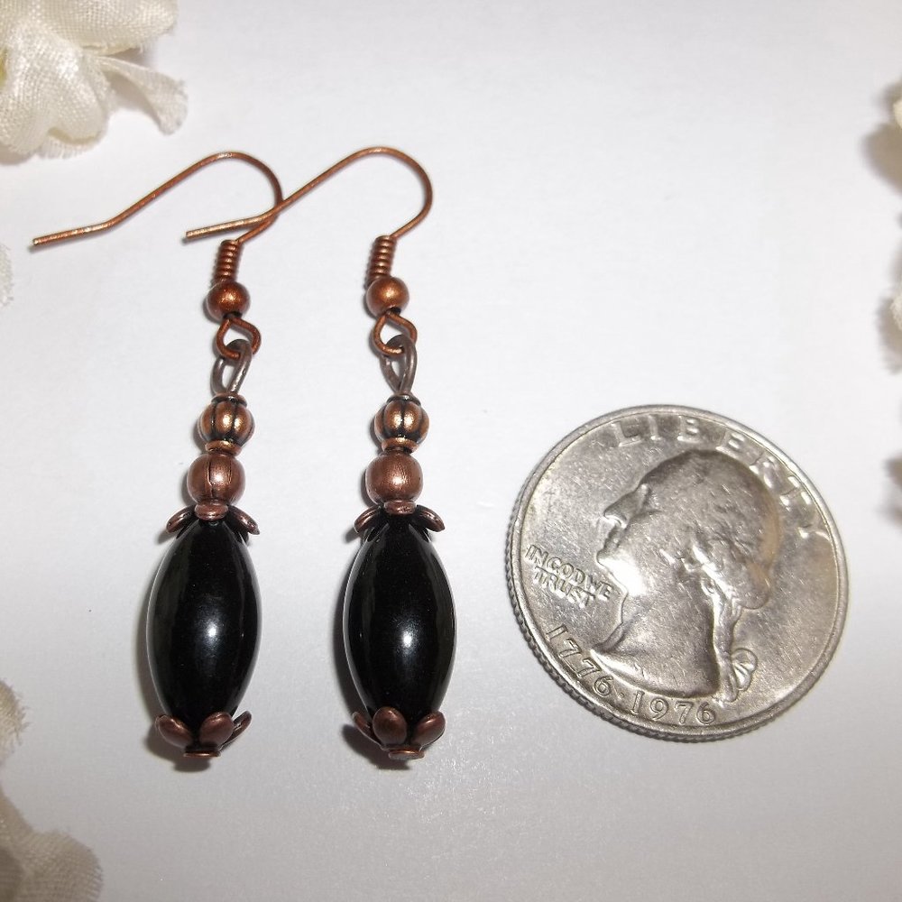 Copper & Black Boho Earring Set NWT Handmade 5823 - Picture 2 of 8